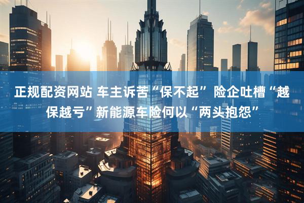 正规配资网站 车主诉苦“保不起” 险企吐槽“越保越亏”新能源车险何以“两头抱怨”