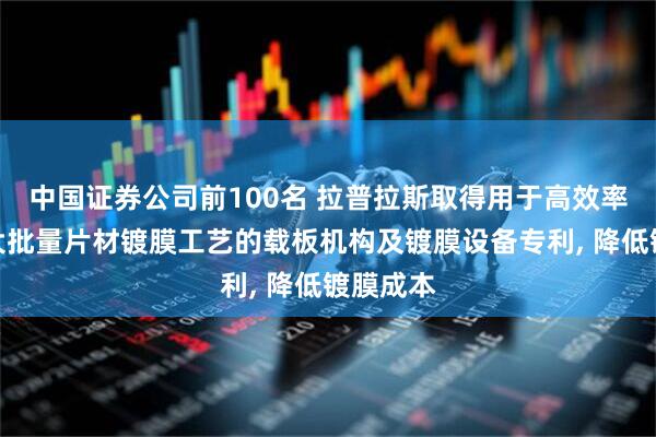 中国证券公司前100名 拉普拉斯取得用于高效率地实现大批量片材镀膜工艺的载板机构及镀膜设备专利, 降低镀膜成本