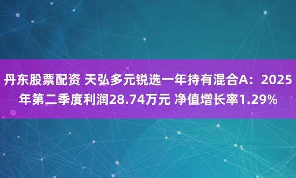 丹东股票配资 天弘多元锐选一年持有混合A：2025年第二季度利润28.74万元 净值增长率1.29%
