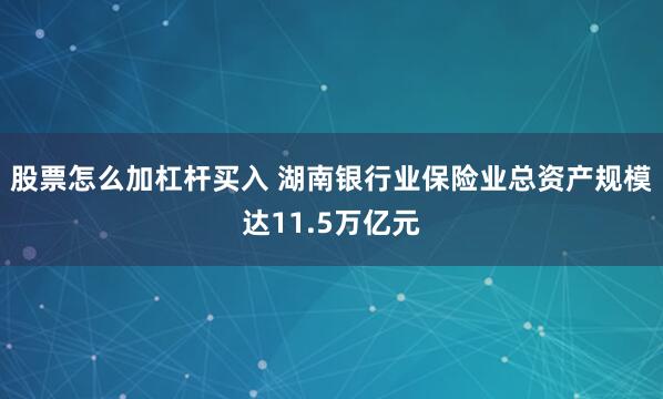 股票怎么加杠杆买入 湖南银行业保险业总资产规模达11.5万亿元